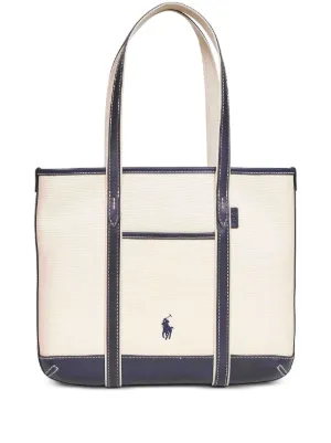Polo Ralph Lauren Bolsa Tote Média Com Acabamento Em Couro