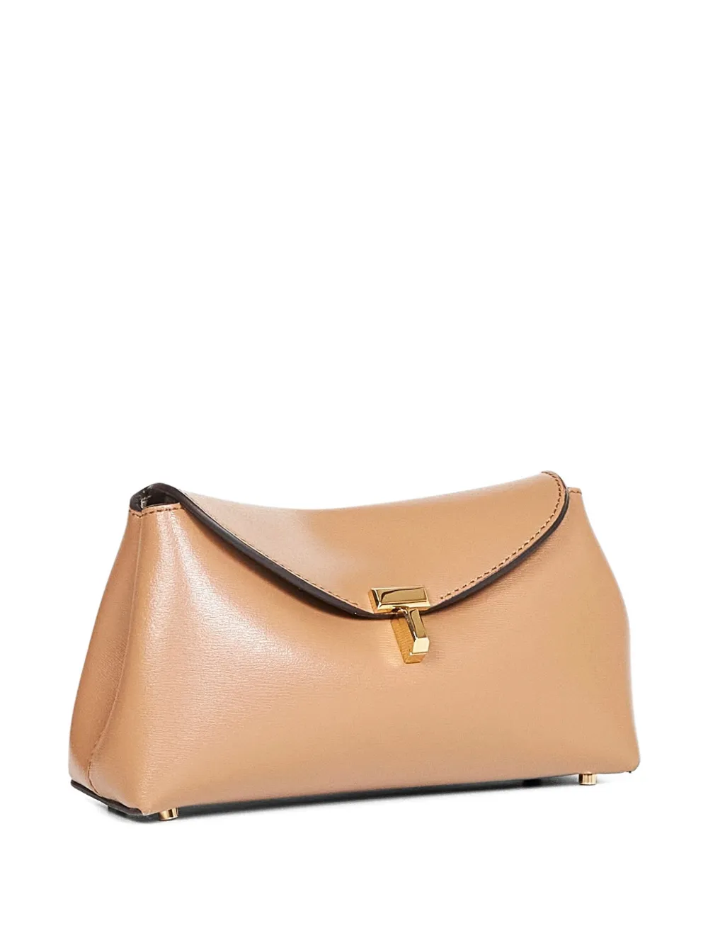 Totême T-lock Foldover Leather Clutch Bag In Brown