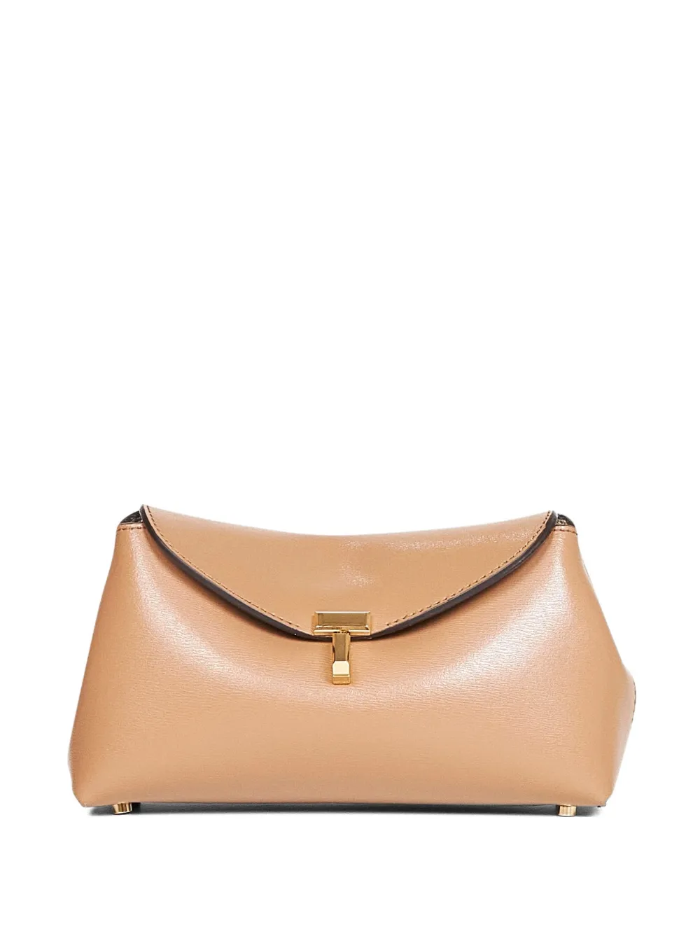 Totême T-lock Foldover Leather Clutch Bag In Brown