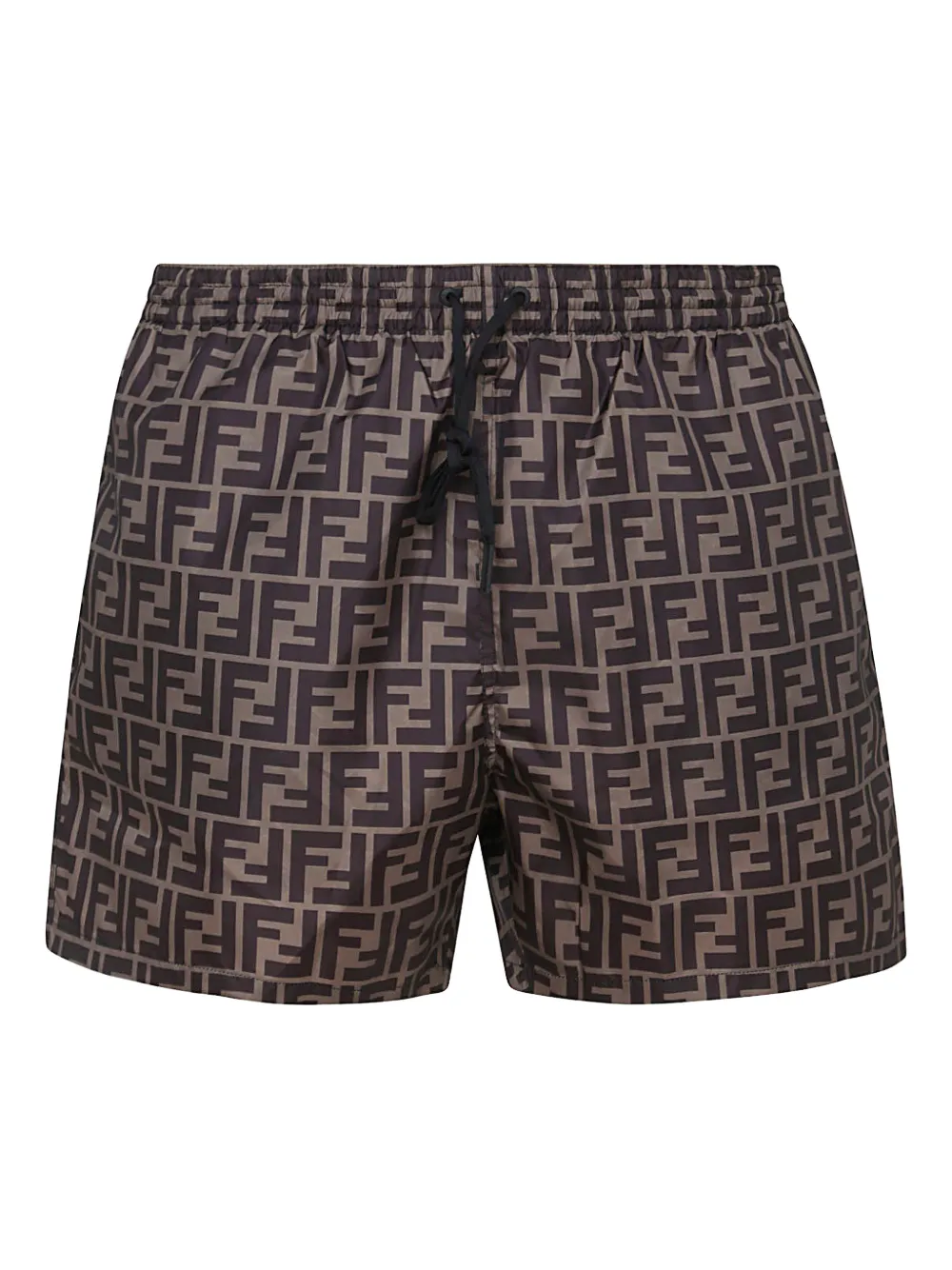 FENDI monogram-motif drawstring swim shorts | Brown | Image 1