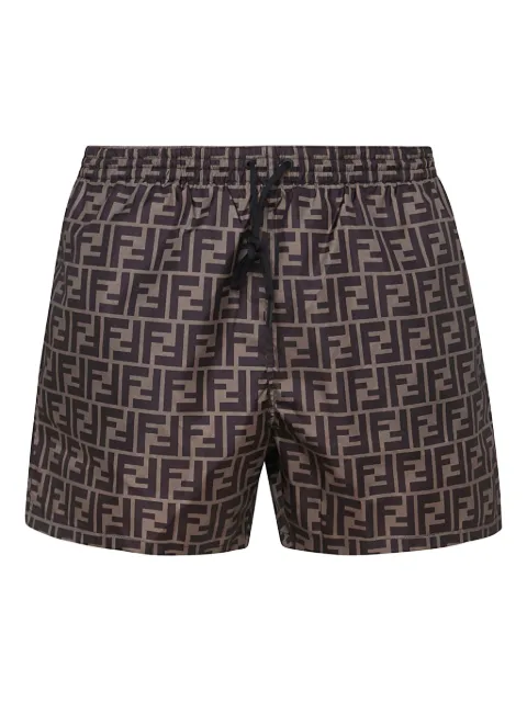 FENDI shorts de playa con cordones en la pretina y monograma