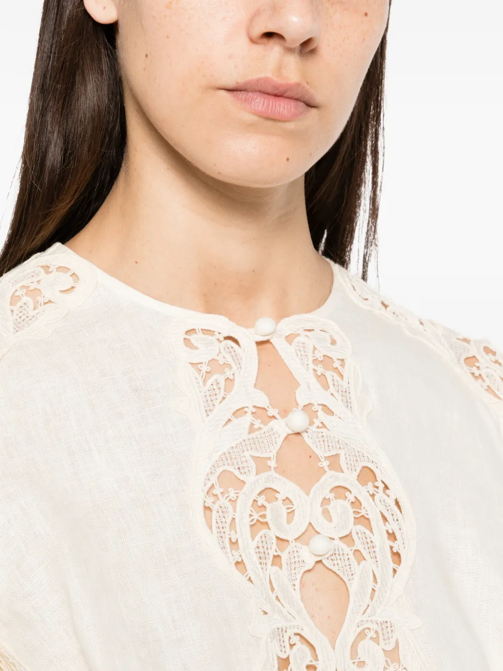 ZIMMERMANN Awaken mini-jurk met borduurwerk Beige