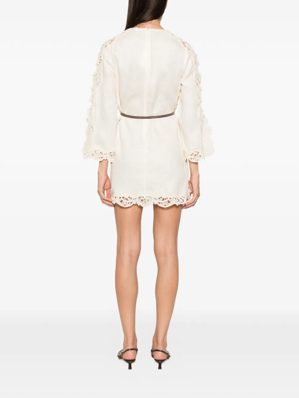 ZIMMERMANN Awaken mini-jurk met borduurwerk Beige