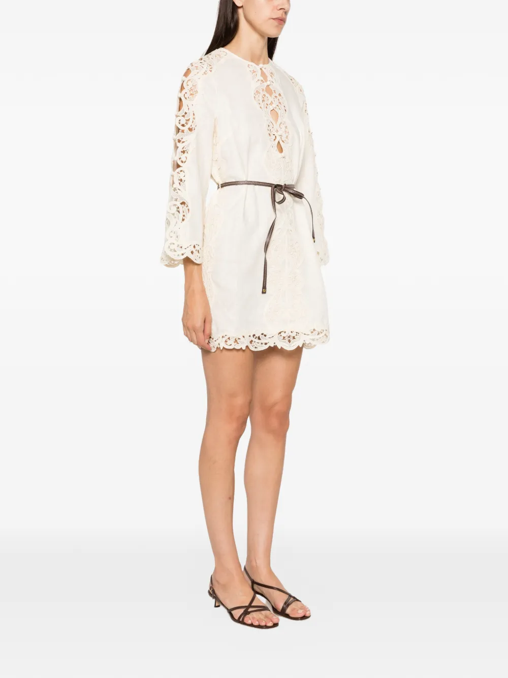 ZIMMERMANN Awaken mini-jurk met borduurwerk Beige