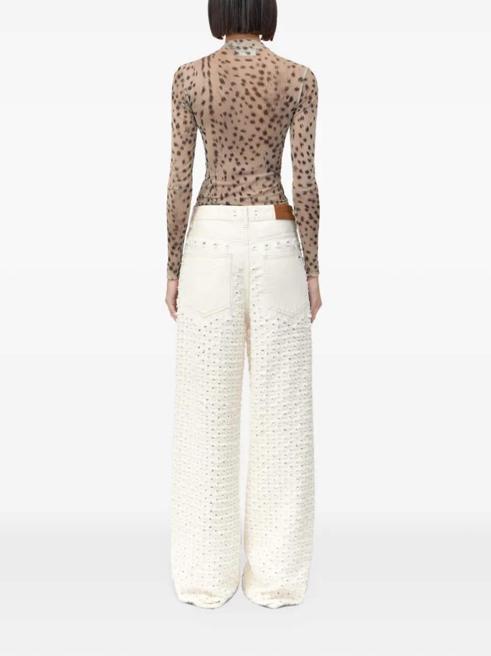 AMIRI Denim jeans met wijde pijpen Beige