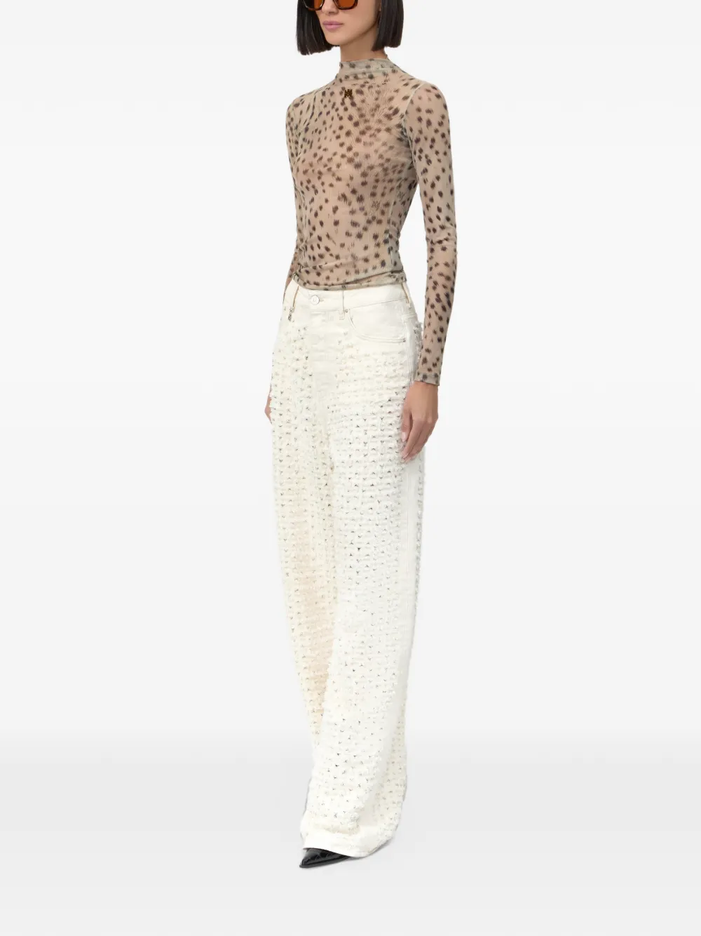 AMIRI Denim jeans met wijde pijpen Beige