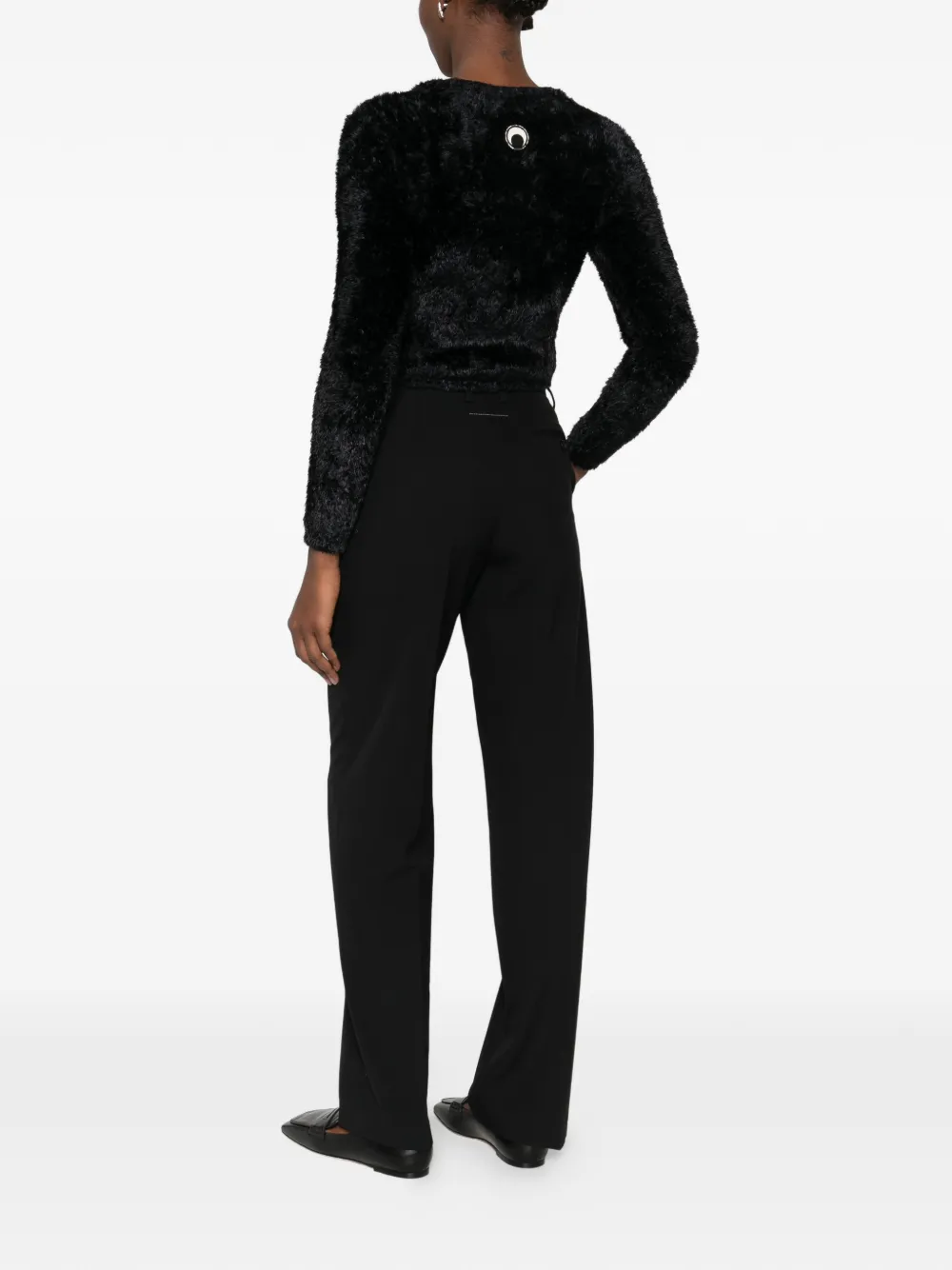 Marine Serre Fuzzy-texture Cardigan In Black
