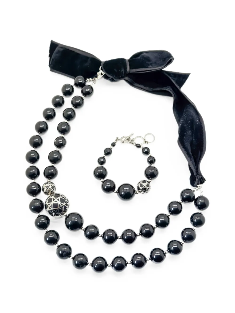 Christian Dior Pre-Owned 2000s Cannage necklace jewellery set - Nero