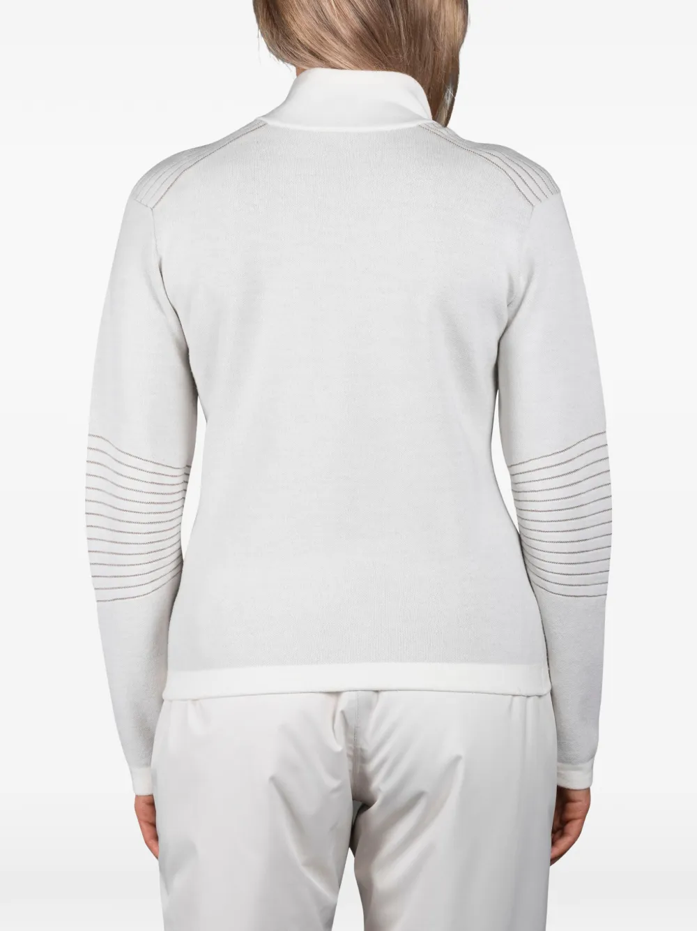 Moorer Stria Pullover Mit Kurzem Reissverschluss In White