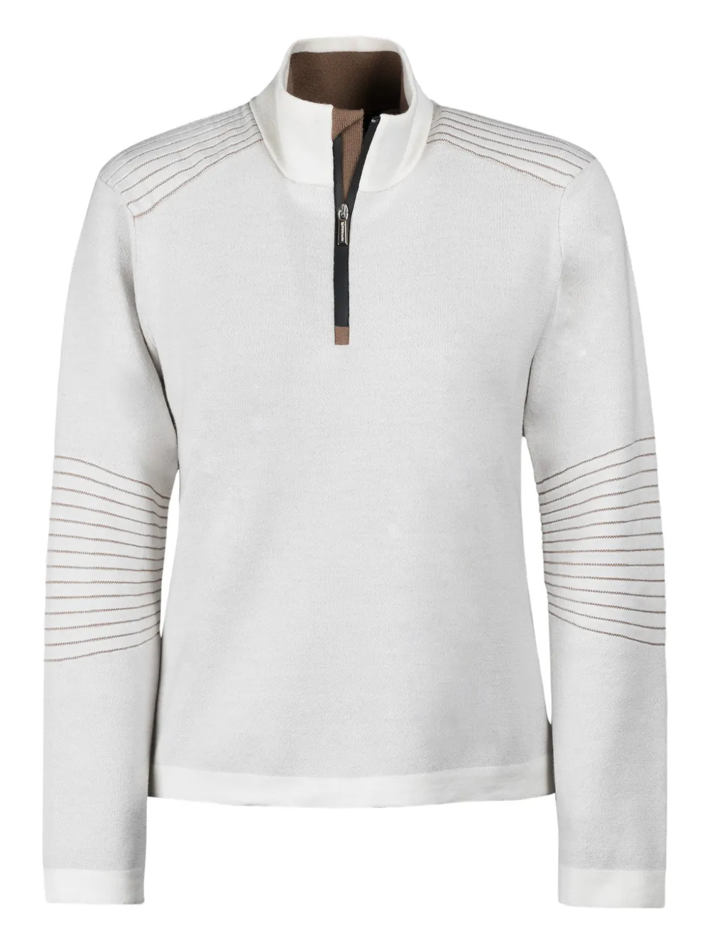Moorer Stria half-zip sweater - White