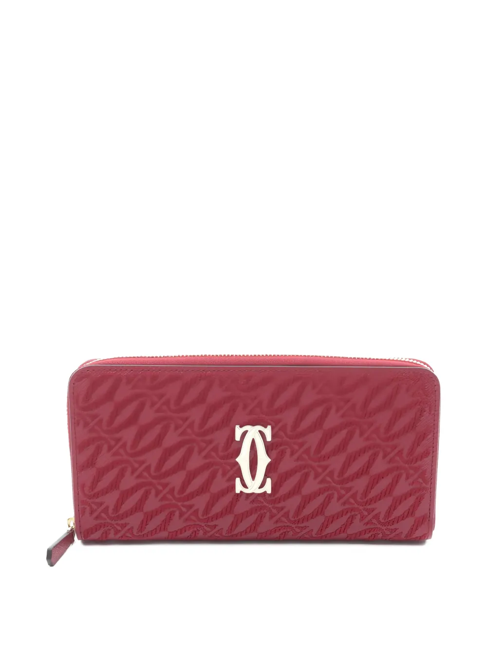 Pre-owned Cartier 2020s C De Zip Wallet In Red