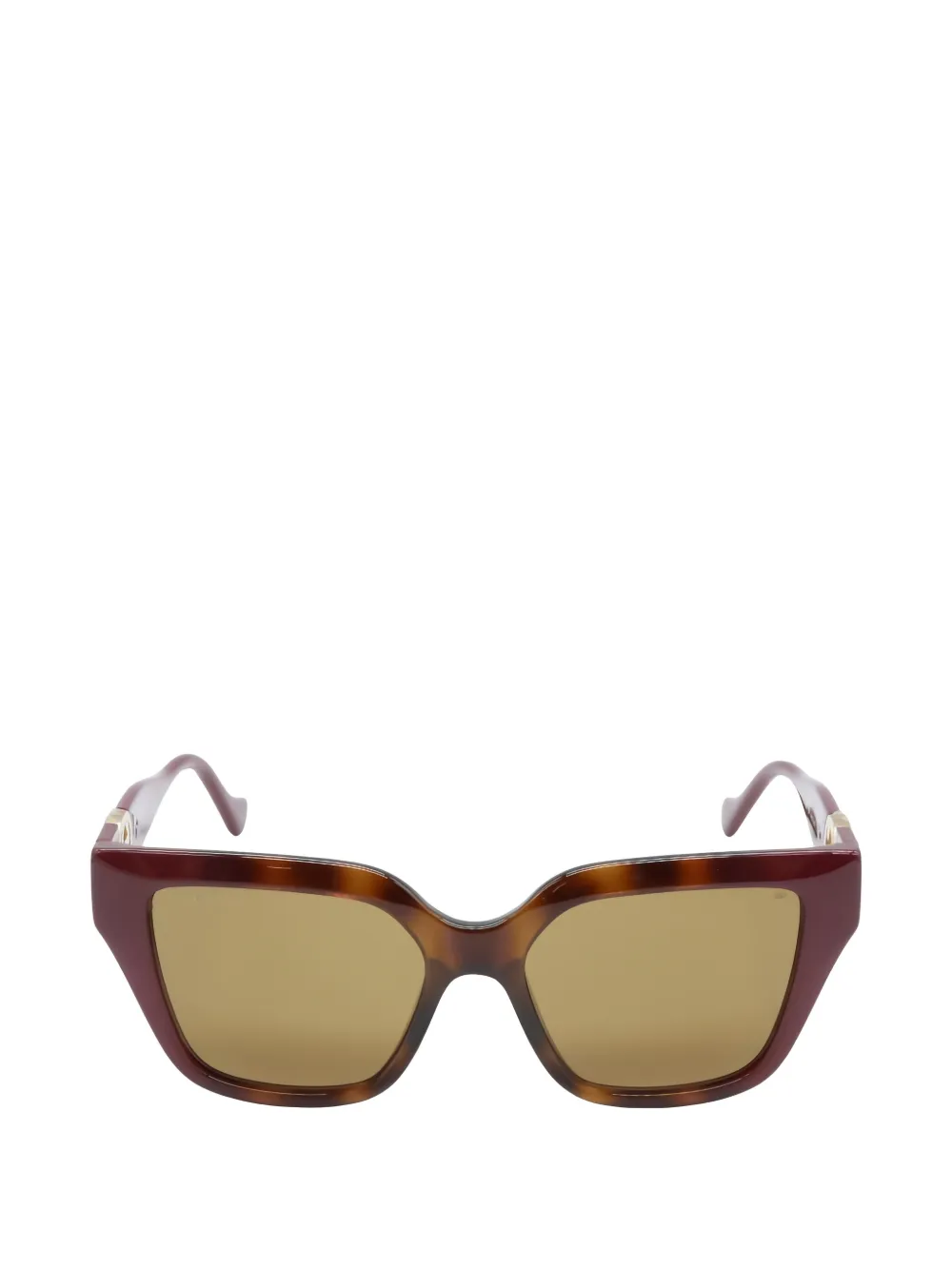 Pre-owned Gucci 2020s Geometric-frame Logo Sunglasses In Brown