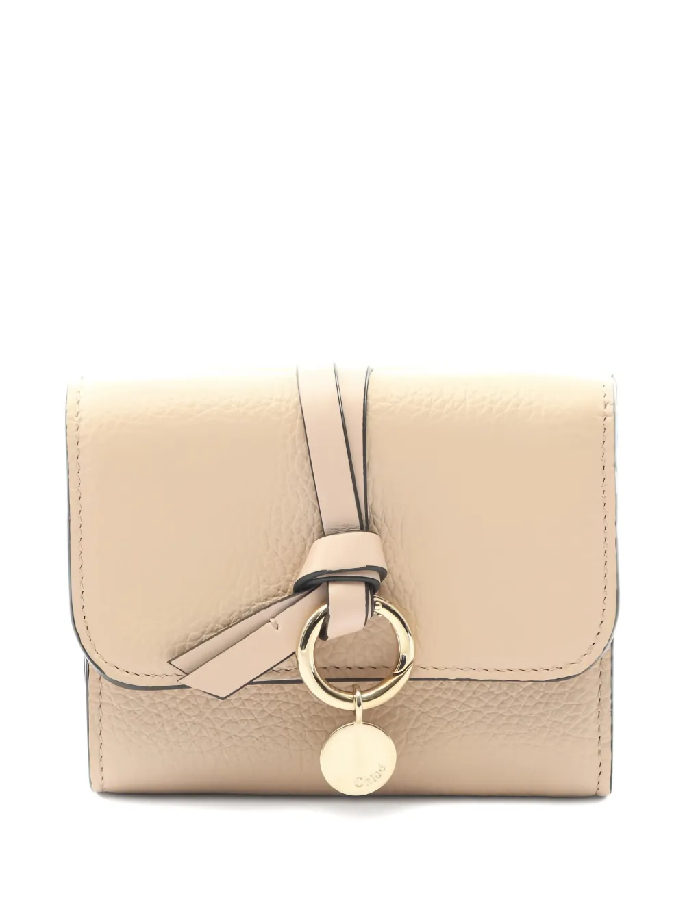 Pre-owned Chloé 2010s Alphabet Leather Trifold Wallet In Neutral