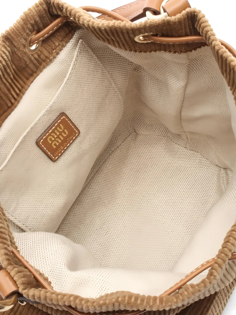 MIU MIU Pre-owned 2010s Corduroy Leather Backpack In Brown