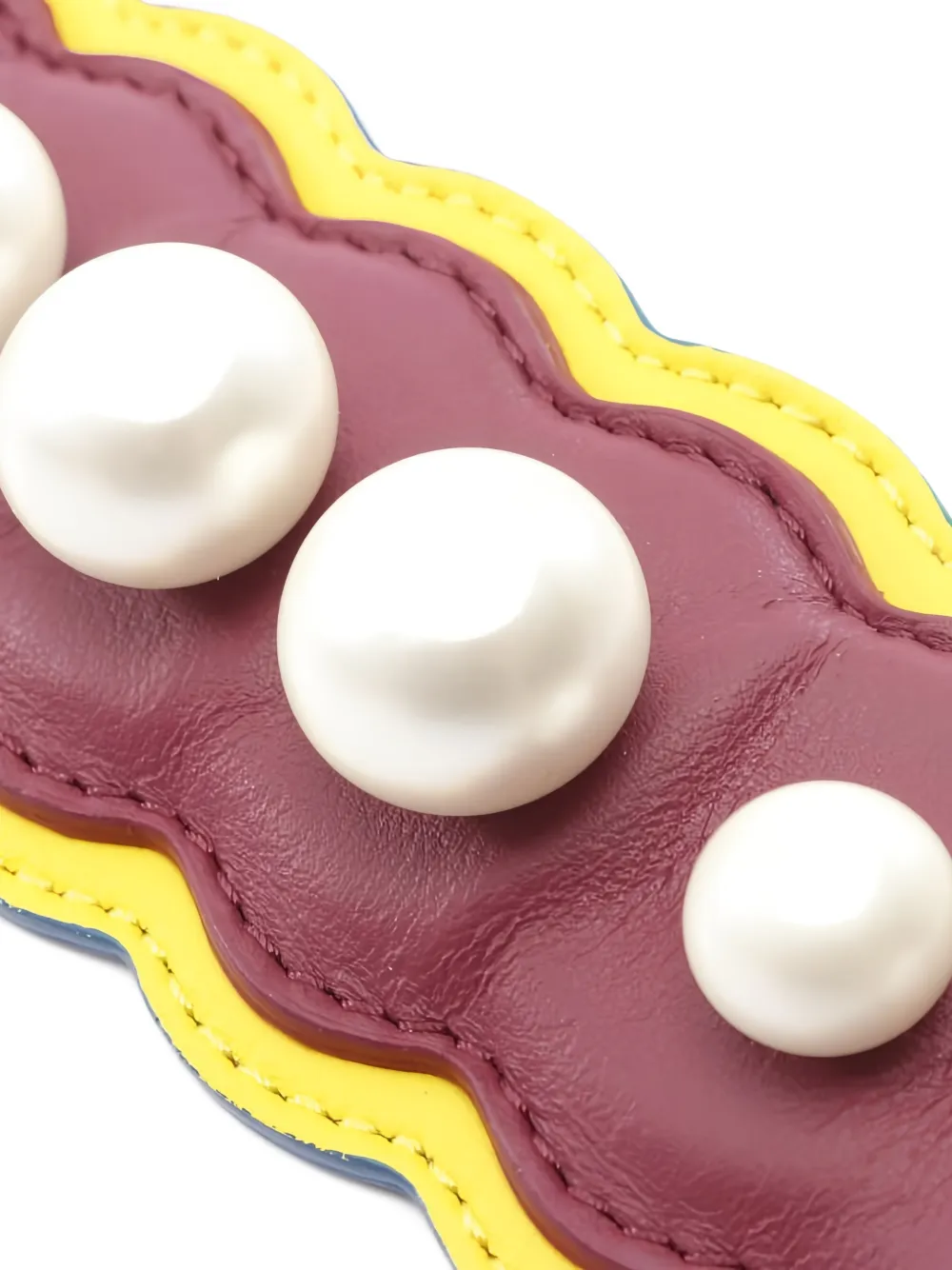 Pre-owned Fendi 2010s Strap You Faux-pearl Scalloped Leather Shoulder Strap In Red