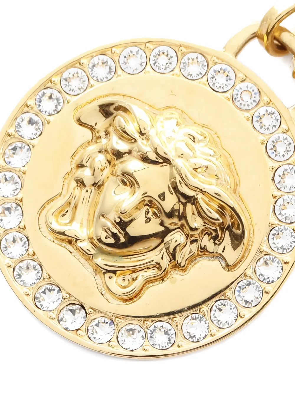 VERSACE Pre-owned 2010s Medusa Greca Rhinestone Necklace In Gold