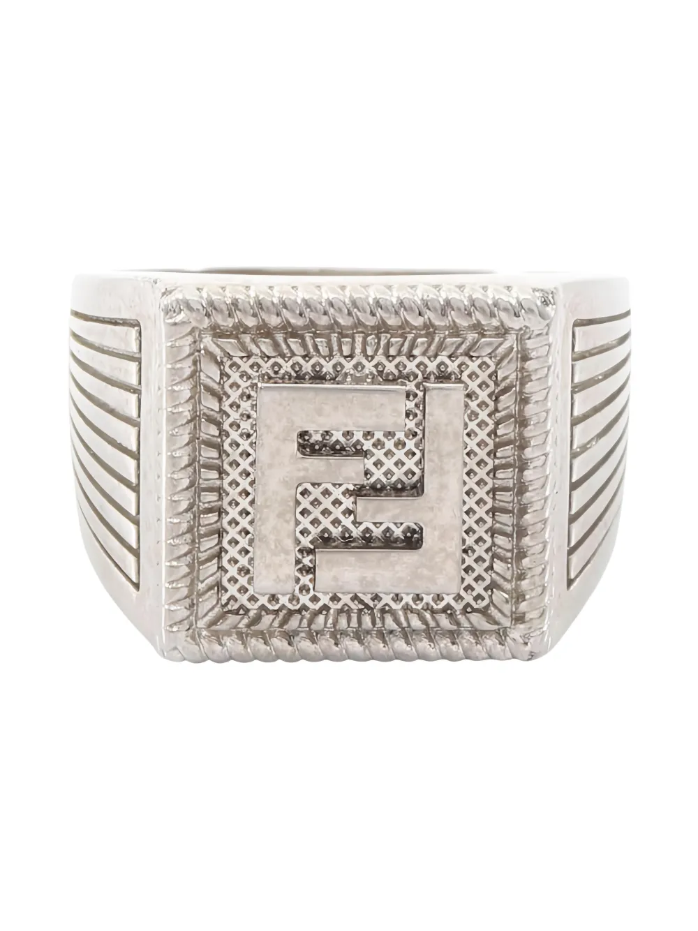 Fendi Pre-Owned 2010s metal logo-detail square ring | Silver | Image 1