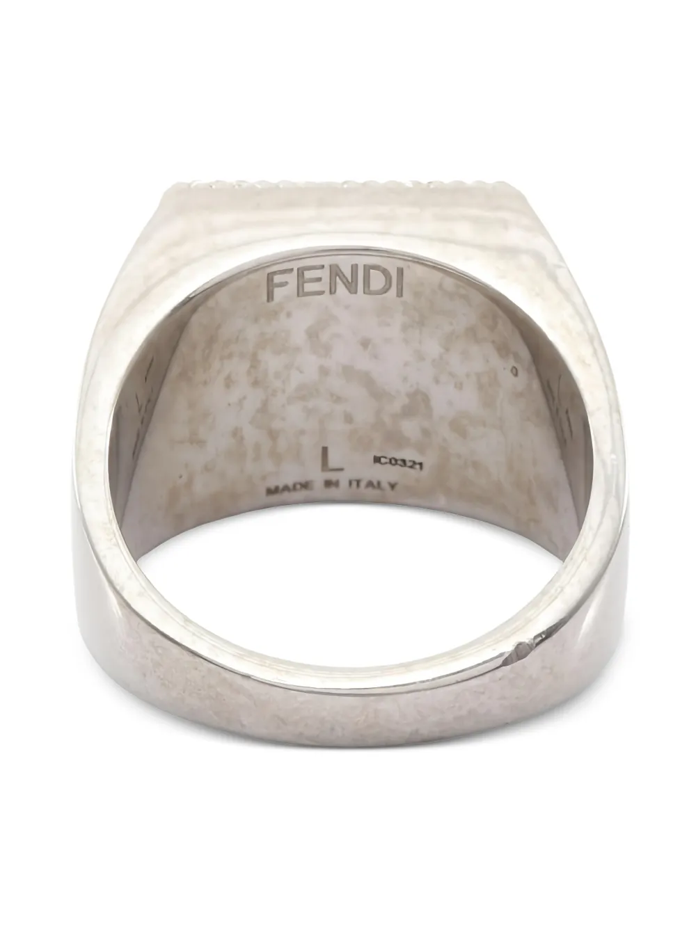 Fendi Pre-Owned خاتم مربع بزينة شعار معدني من عقد 2010 | Image 2