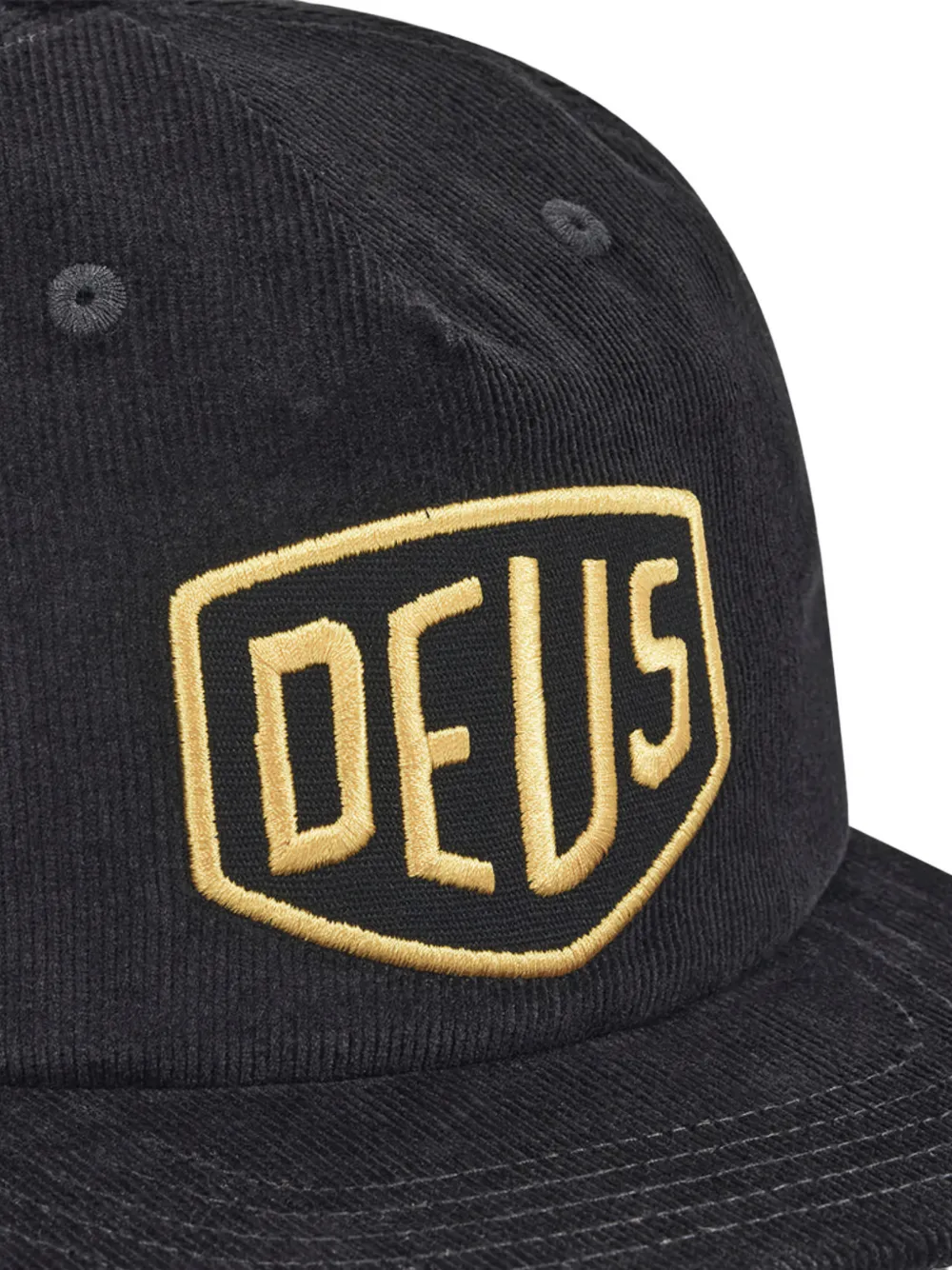Deus Ex Machina Ribfluwelen pet met geborduurd logo Zwart