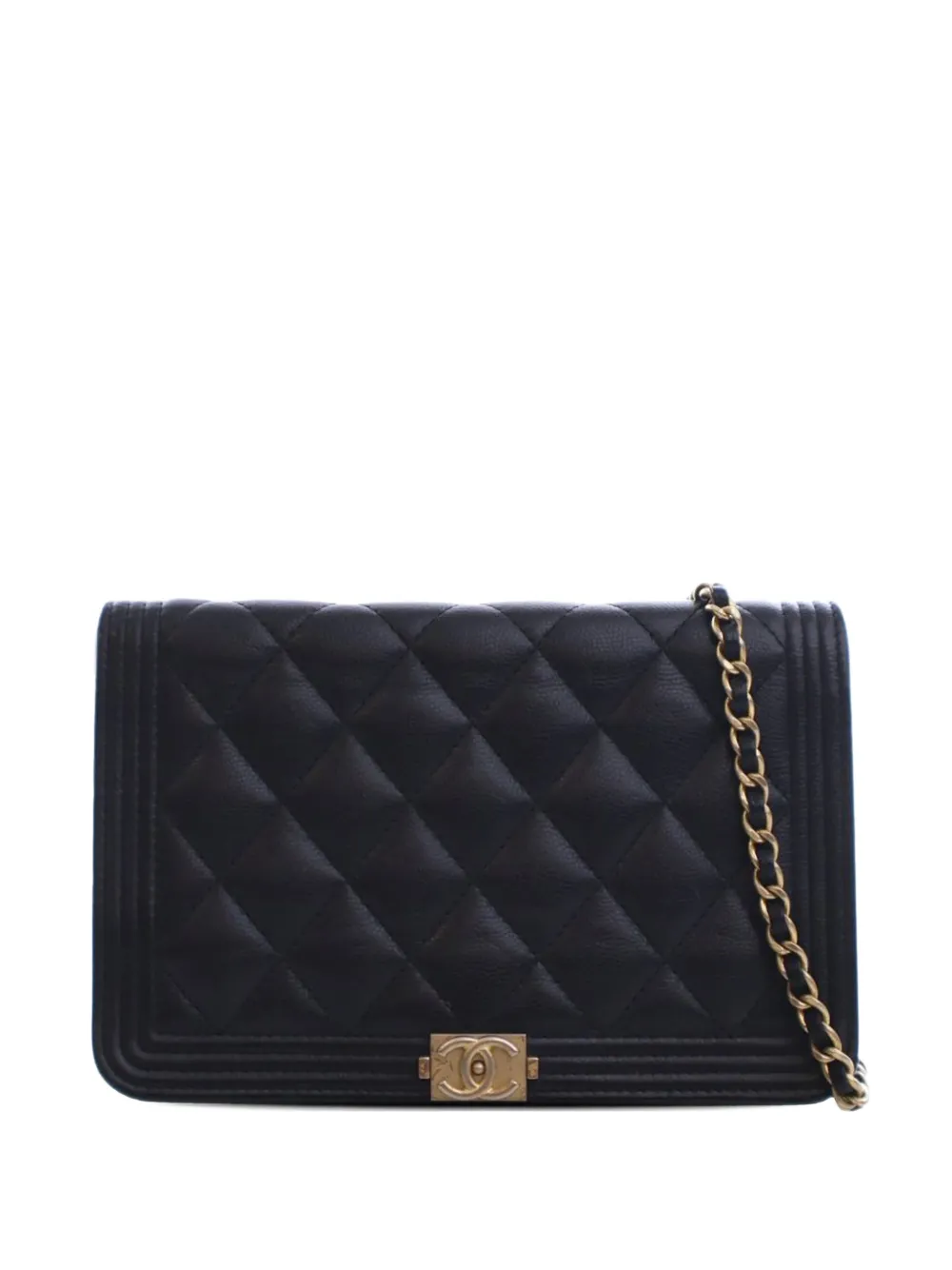CHANEL Pre-Owned 2017-2018 Quilted Caviar Boy Wallet on Chain crossbody bag - Nero