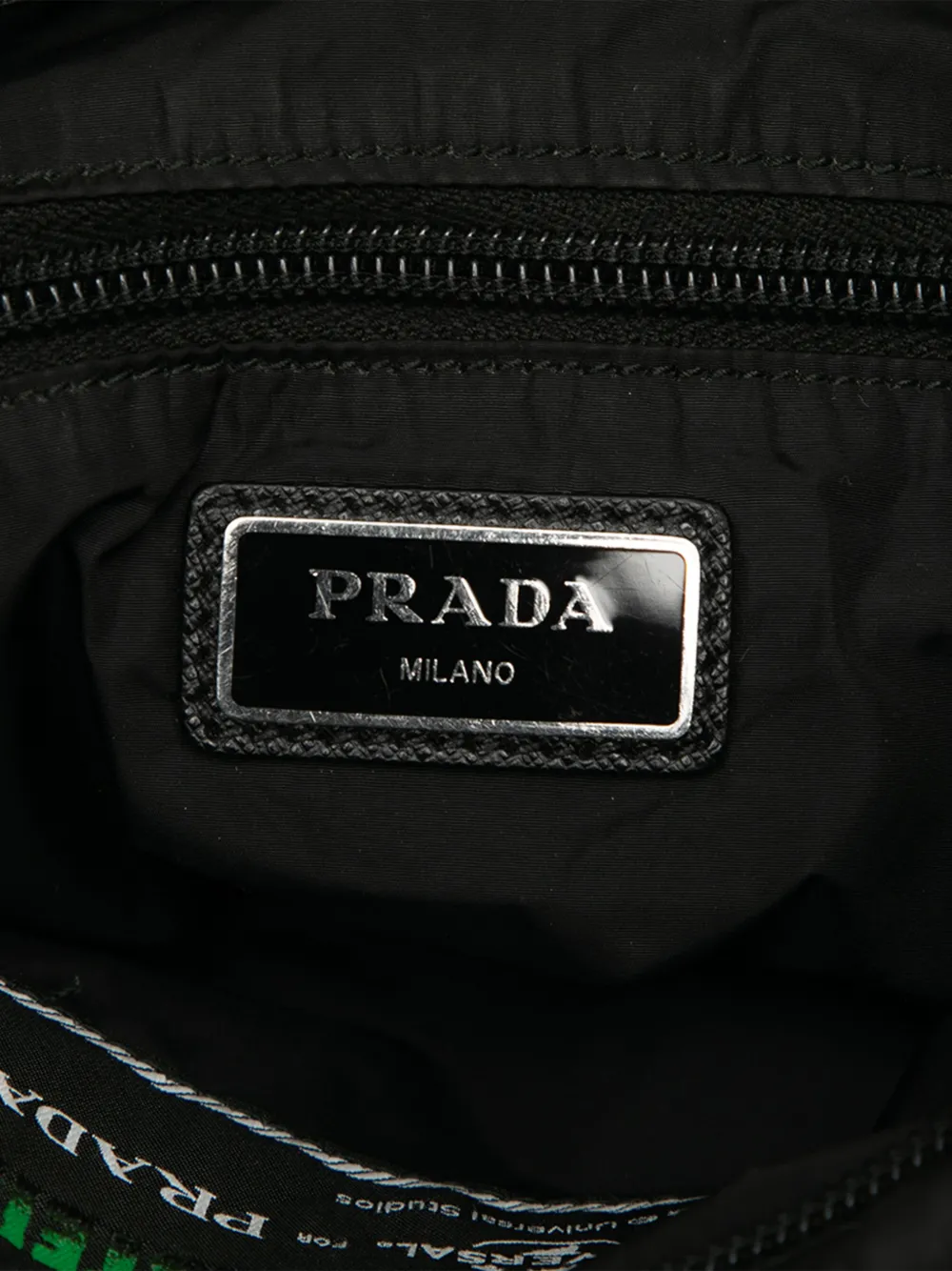 Pre-owned Prada 2013-2025 Universal Studios Tessuto Montagna Frankenstein Print Crossbody Bag In Black