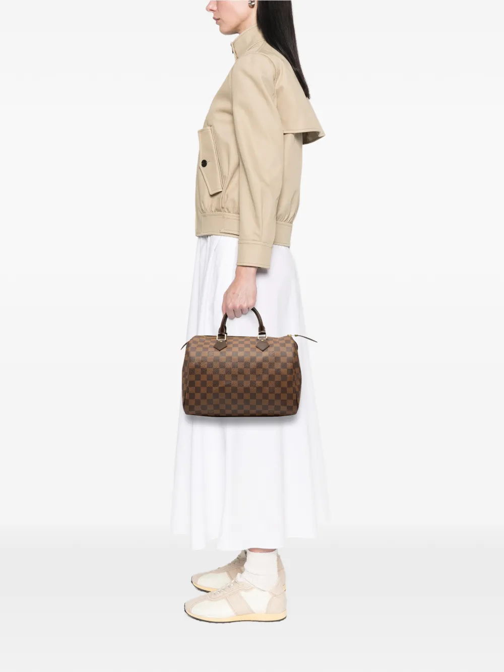 Pre-owned Louis Vuitton 2006 Damier Ebene Speedy 30 Boston Bag In Brown