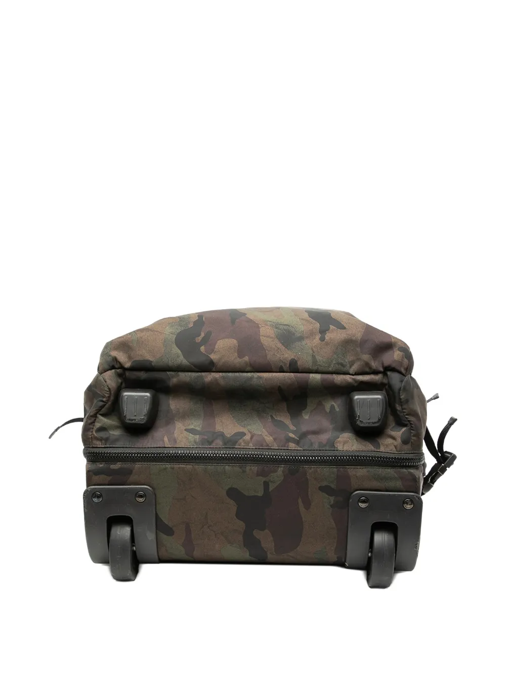 Pre-owned Prada 2013-2025 Tessuto Camouflage Trolley Travel Bag In Brown