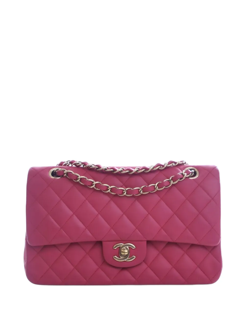 CHANEL Pre-Owned 2016-2017 Medium Classic Lambskin Double Flap shoulder bag - Rosa