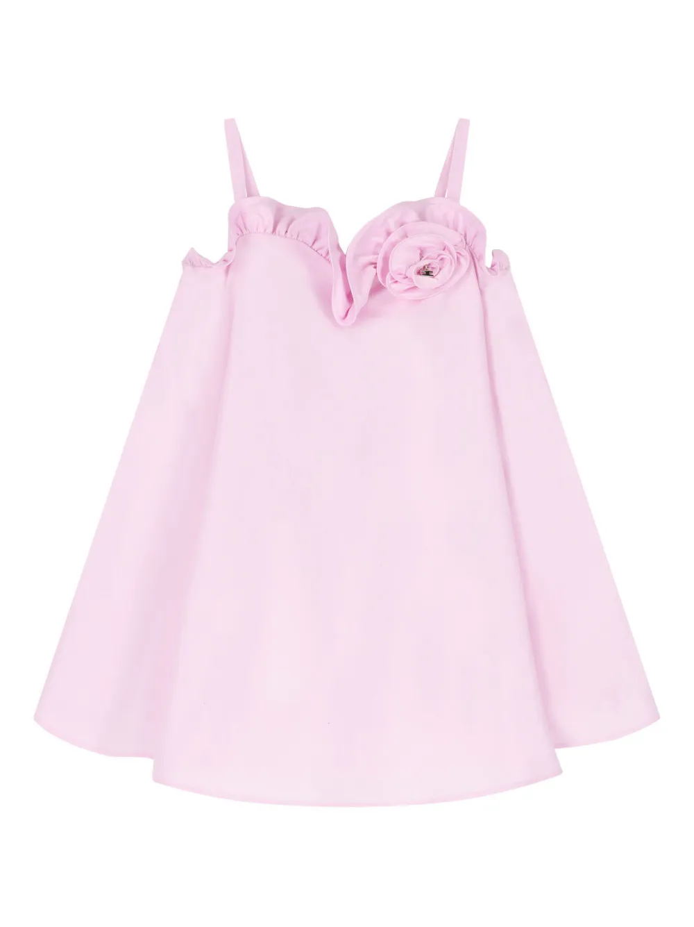 Elisabetta Franchi Kids' Ruffled-detail Floral-appliqué Dress In Pink