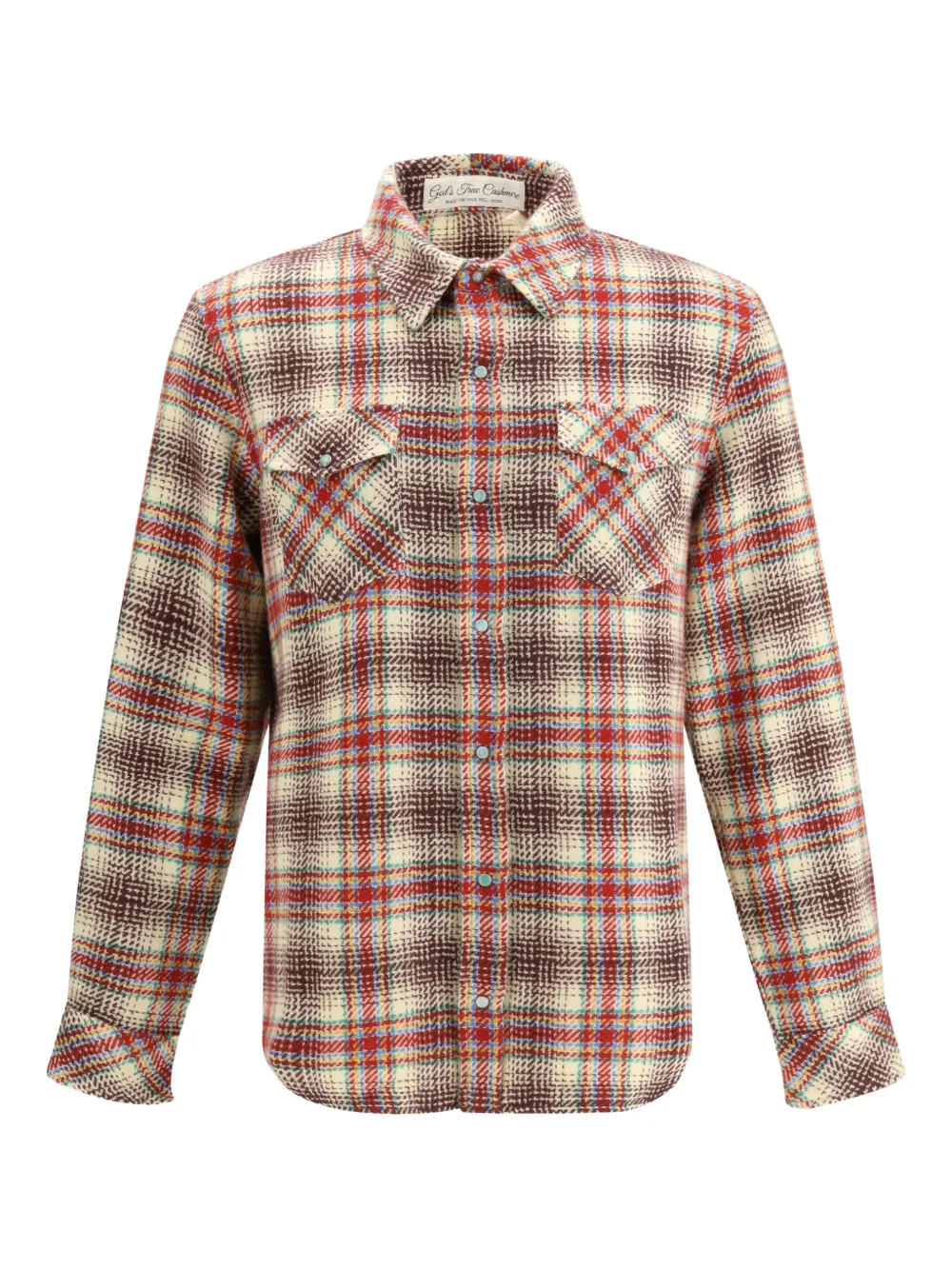 GOD'S TRUE CASHMERE Balance tartan chest-pocket shirt - Toni neutri