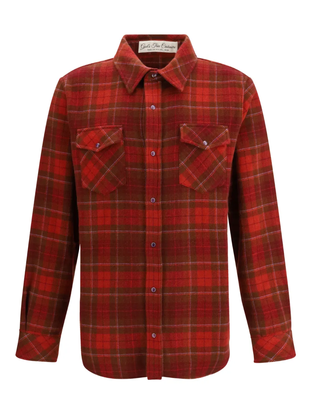 GOD'S TRUE CASHMERE Love tartan patch-pocket shirt - Rosso