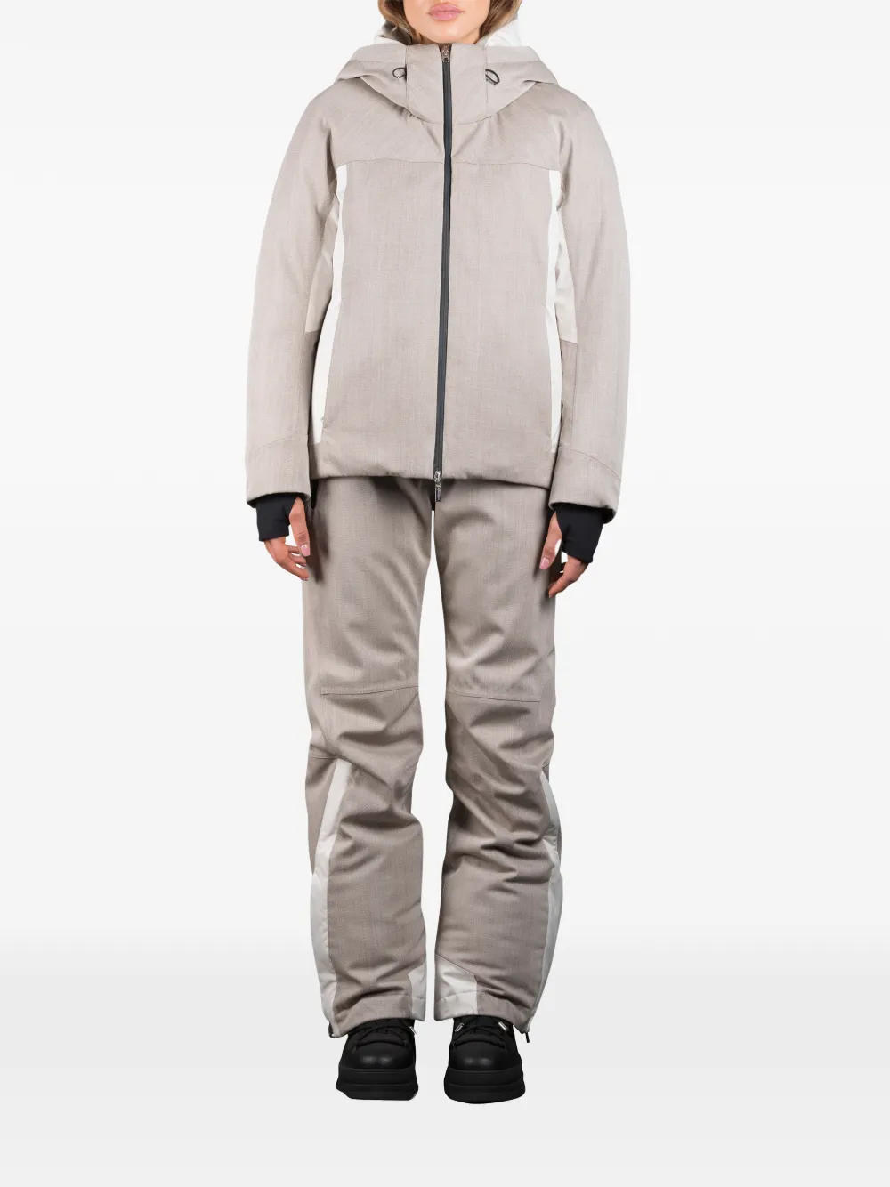 Moorer Dolomiti ski-jack met capuchon en rits - Beige