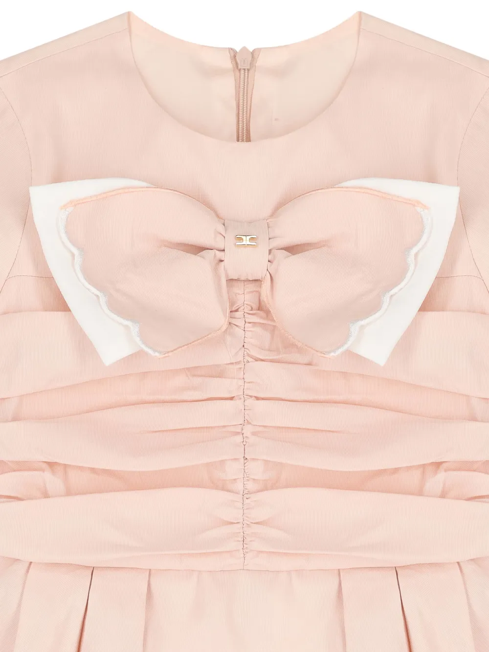 Elisabetta Franchi Bow-detail Ruched Dress In Pink