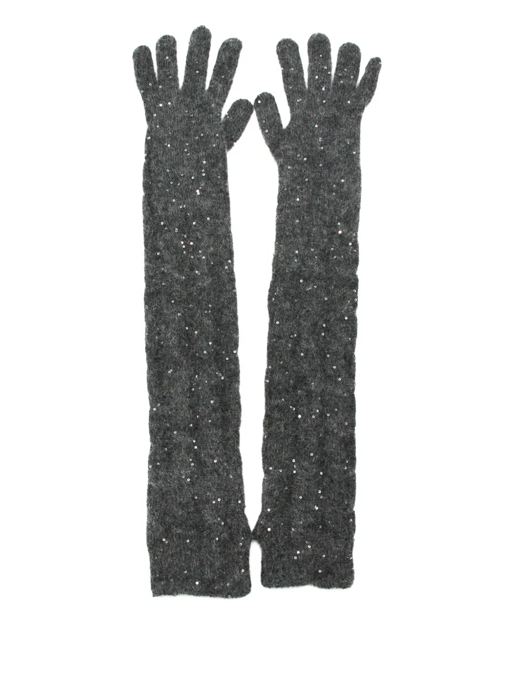 Brunello Cucinelli Sequin Gloves In Gray