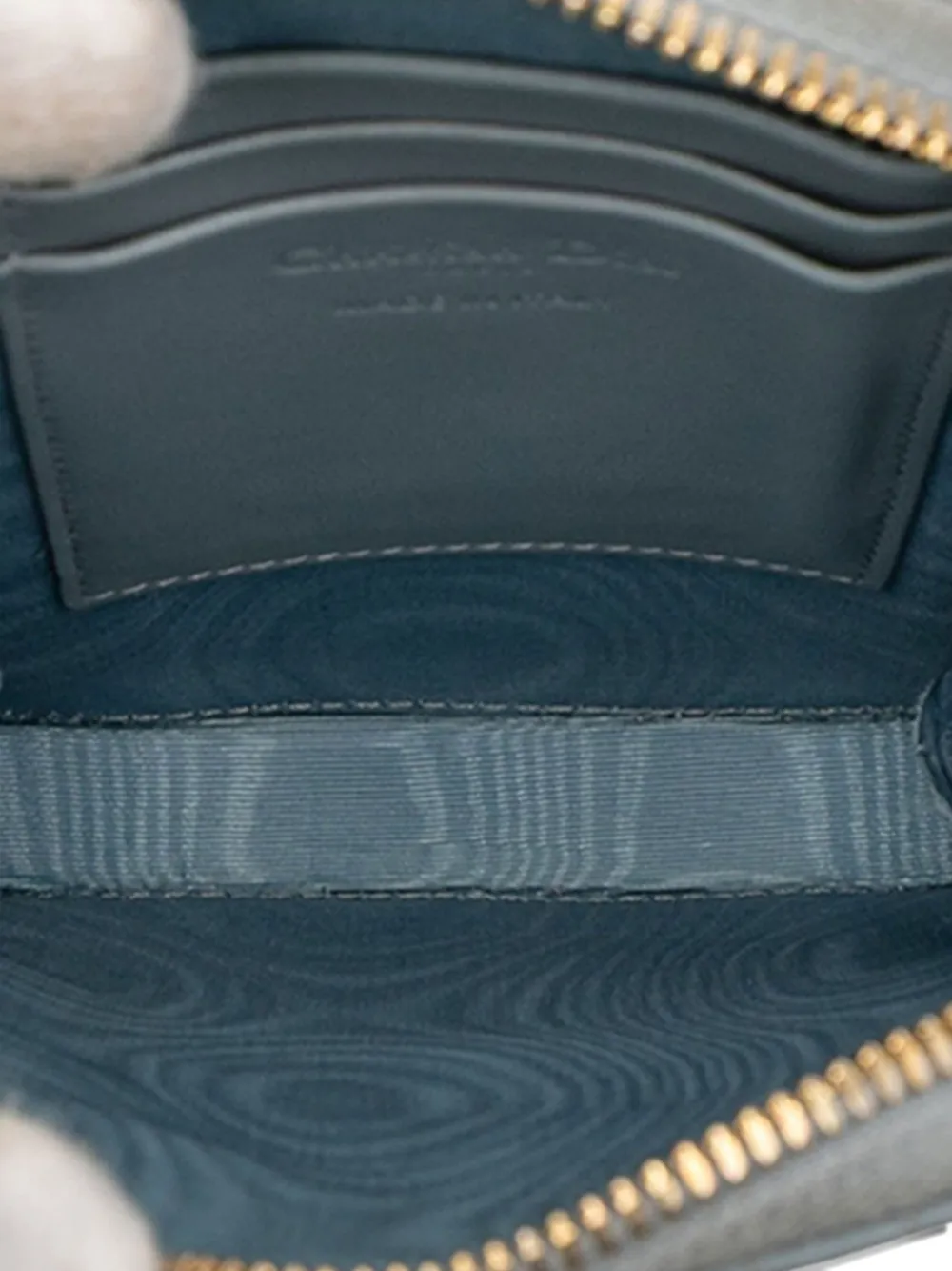 DIOR Pre-owned 2021 Lambskin Cannage Lady Call In Phone Holder Satchel In Blue