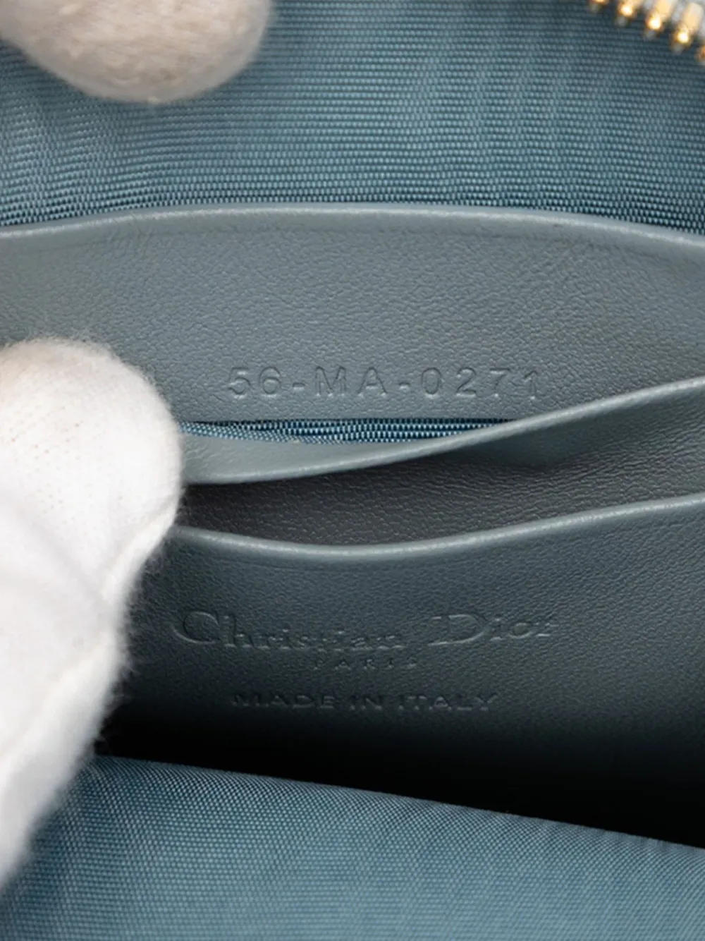 DIOR Pre-owned 2021 Lambskin Cannage Lady Call In Phone Holder Satchel In Blue