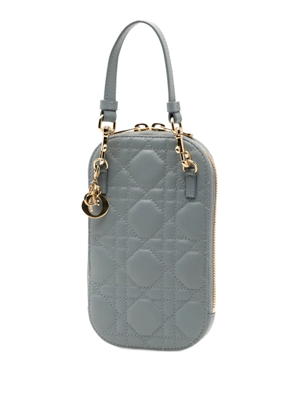 Christian Dior Pre-Owned 2021 Lambskin Cannage Lady Dior Call in Phone Holder satchel - Blau