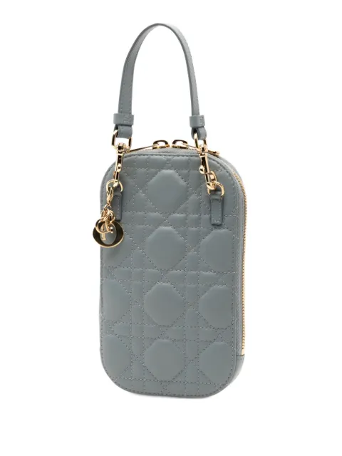 Christian Dior Pre-Owned 2021 Lambskin Cannage Lady Dior Call in Phone Holder satchel