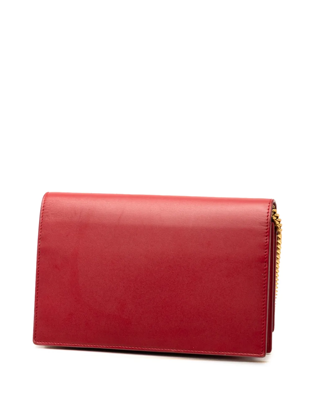  Saint Laurent Pre-owned Borsa A Tracolla Kate In Pelle Di Vitello Con Nappa, Monogramma E Catena 2017 - Rosso 