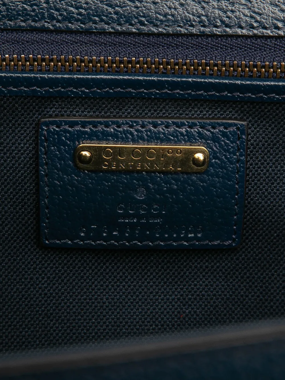 Pre-owned Gucci 2016-2025 100th Anniversary Medium Gg Coated Canvas Kaleidoscope 1947 Bamboo Top Handle Bag Satchel In Blue