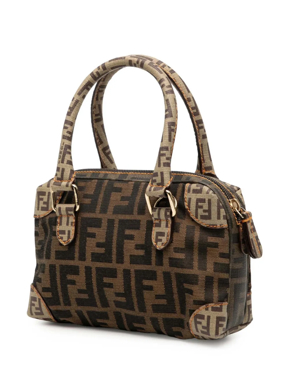 Fendi Pre-Owned 2000-2010 Zucchino Trimmed Zucca Canvas Boston satchel | Pre-Owned | Image 2