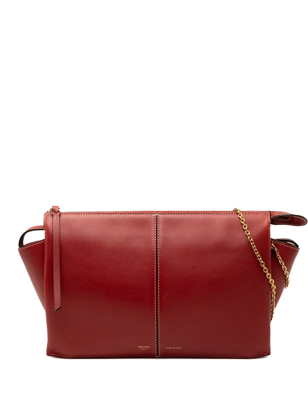 Celine Pre-Owned 2017 Trifold Leather Clutch On Chain crossbody bag - Rosso
