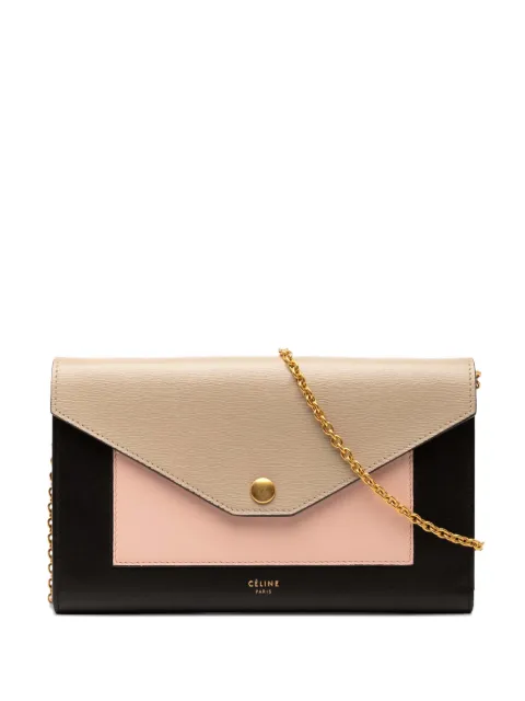 Celine Pre-Owned 2017 Tricolor Leather Pocket Envelope Wallet On Chain crossbody bag