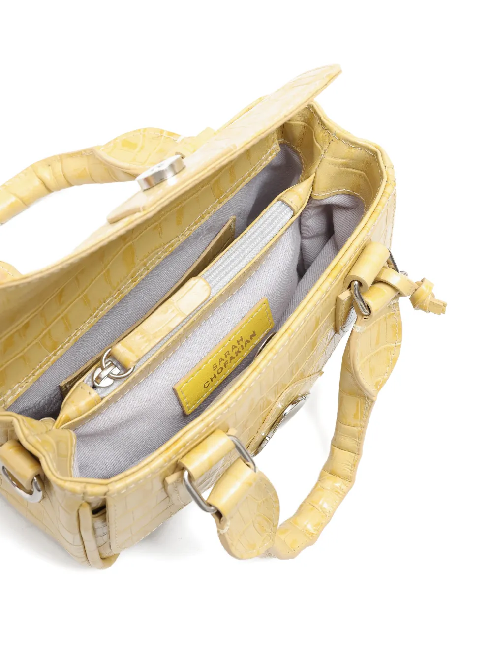 Sarah Chofakian Sarah Croc Embossed Mini Bag In Yellow