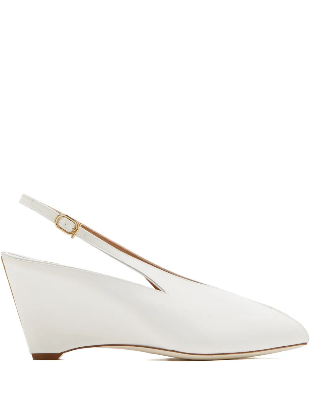 Ferragamo 70 mm slingback pumps met open neus Beige