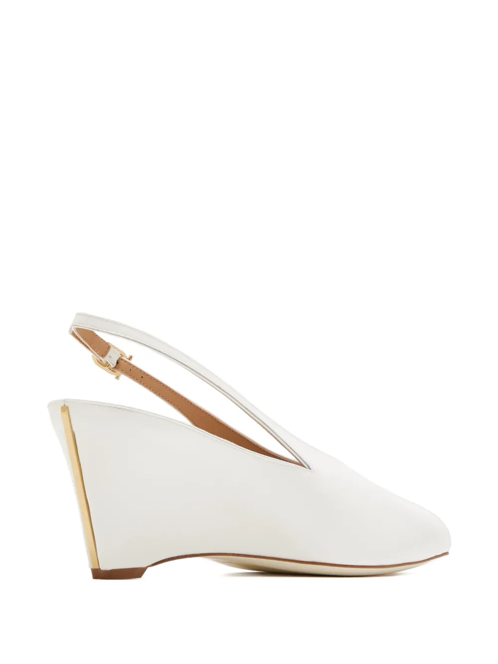 Ferragamo 70 mm slingback pumps met open neus Beige