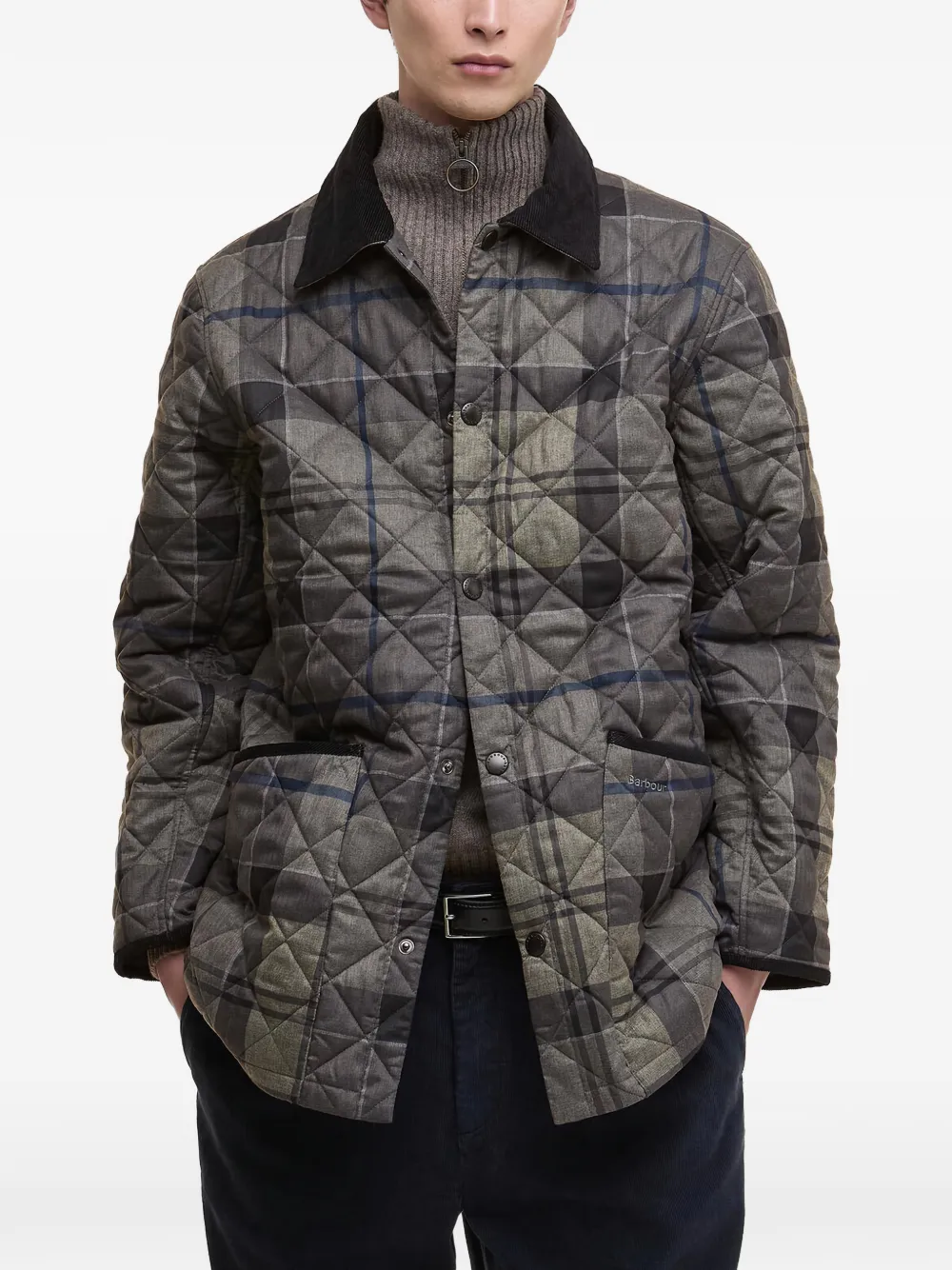 Barbour チェック キルティングジャケット | グレー | FARFETCH JP