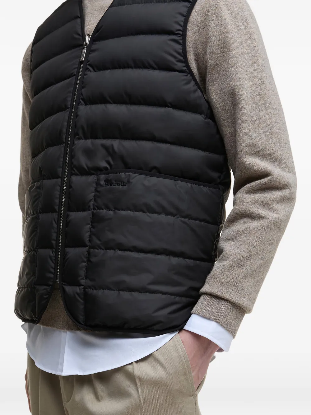 Barbour Gewatteerd jack met rits Zwart
