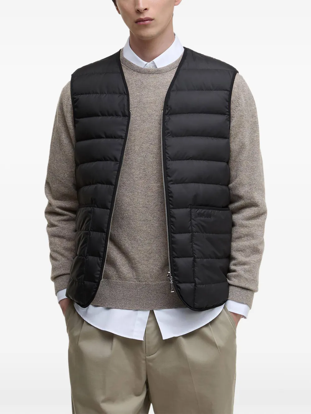 Barbour Gewatteerd jack met rits Zwart