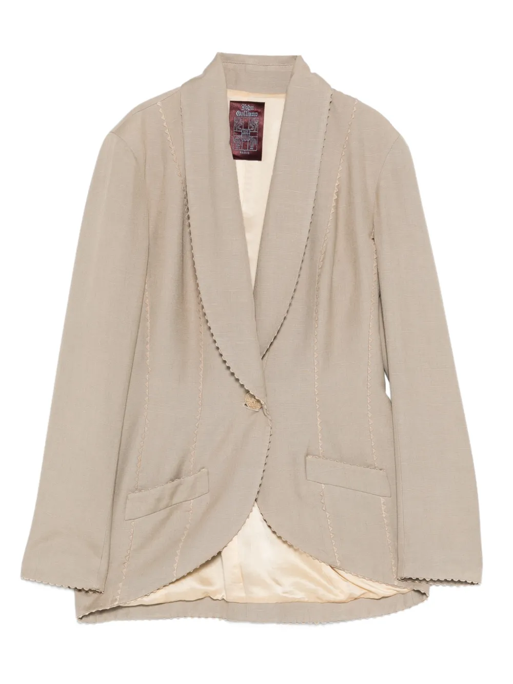 Pre-owned John Galliano 1990s Shawl Collar Blazer In Neutral